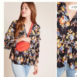 Maeve by Anthropologie Myra Tiered Floral Blouse